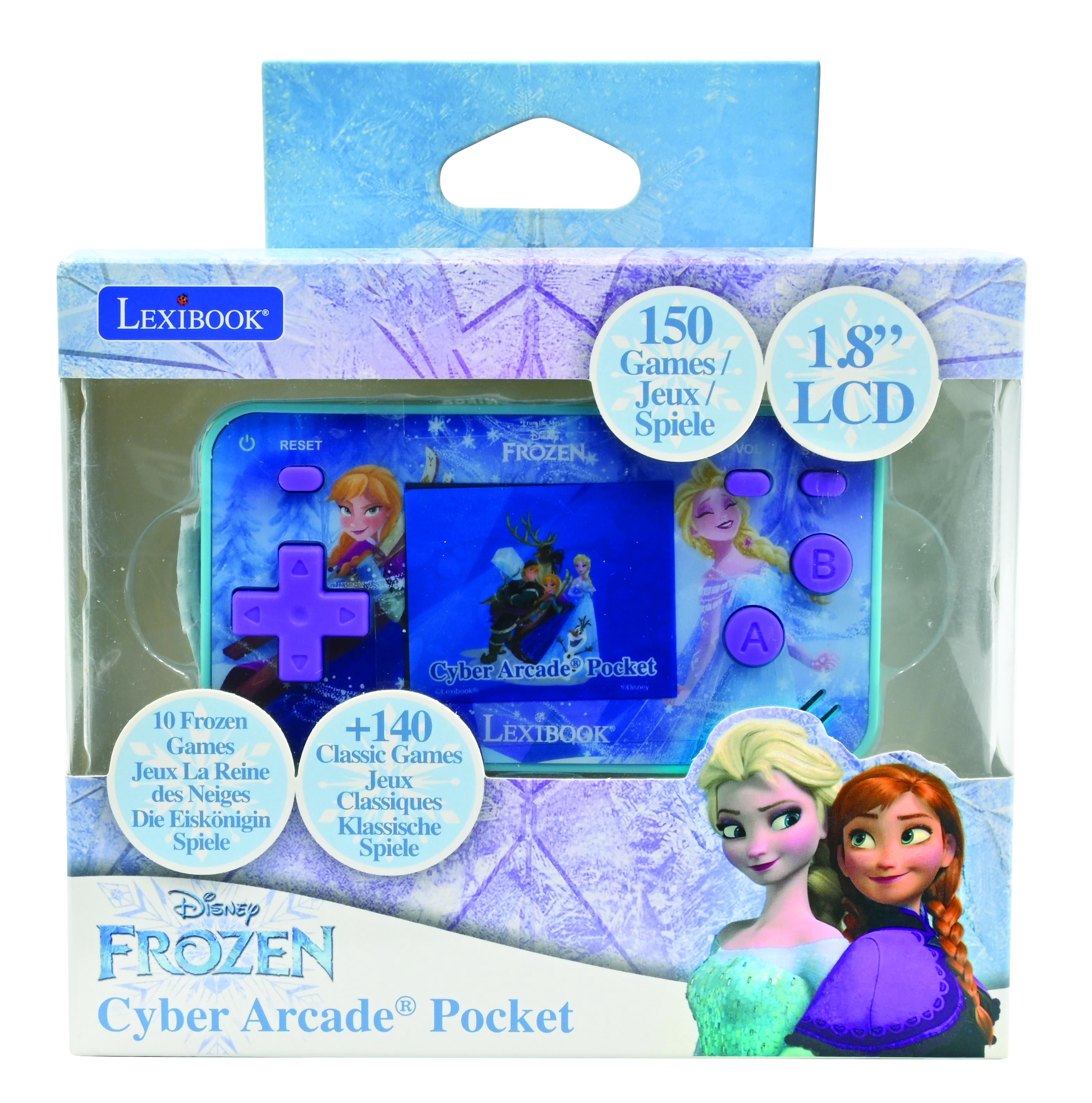 Lexibook Frozen Arcade Pocket Portable Gaming Console, 150 Games, LCD, Battery Operated, Purple / Blue