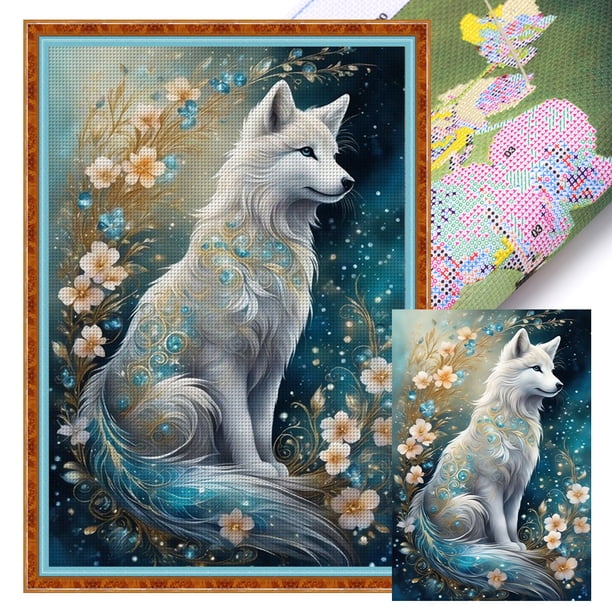 Hilo Algodón Bordado 11CT Flores Estampadas Y Punto Cruz 40x60cm