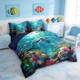 thumbnail image 2 of Manfei Dolphin Colorful Coral Twin Bedding Sets for Kids Boys and Girls, Ocean Marine Life Print Bedding Comforter Set, Navy Reversible 7-Piece, 2 of 6