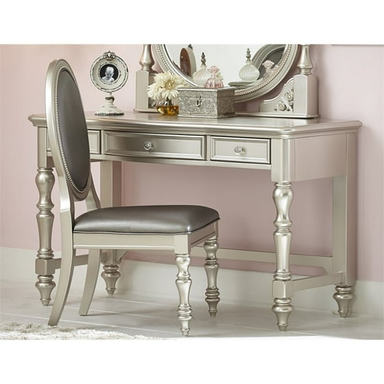 Samuel Lawrence Sterling 3 Drawer Bedroom Vanity In Silver Com