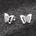 thumbnail image 2 of Silver/Gold/Rose Gold Frosted Butterfly Ear Studs Stainless Steel Women Earrings, 2 of 8