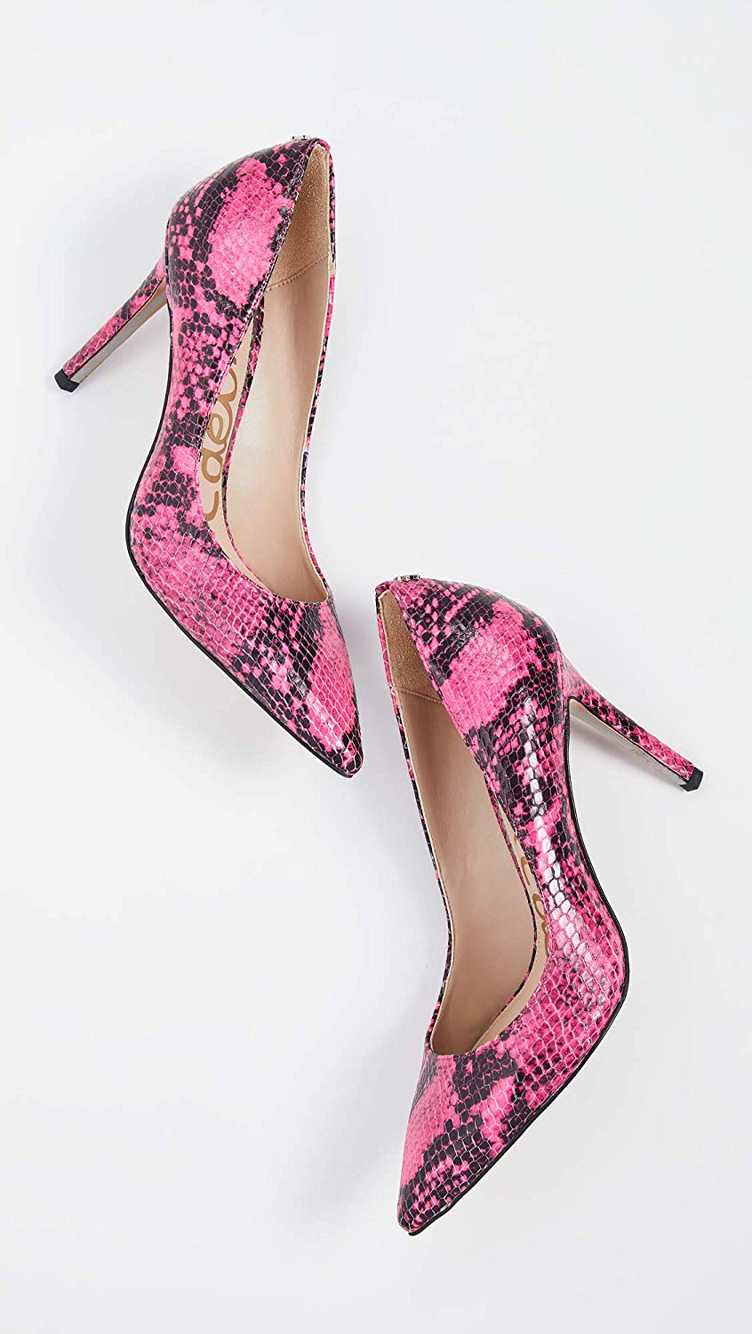 Sam Edelman Hazel Hot Pink Snake Print Pointed Stiletto Dress Shoes Pumps (9) - image 2 of 3