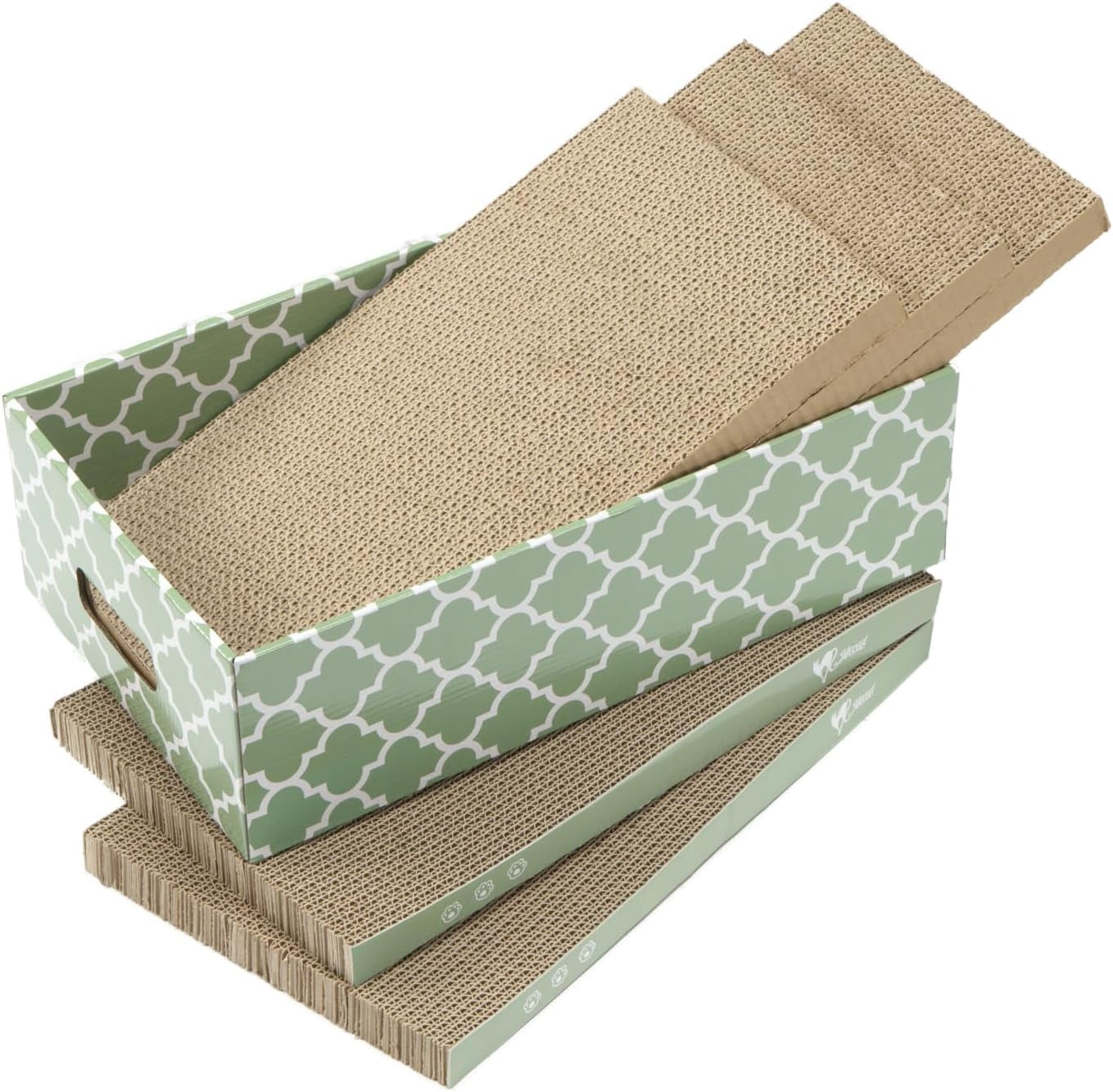 THBN Cat Scratcher Cardboard Scratching Pads Scratch with Catnip 2PCS Reversible Corrugated Cardboard