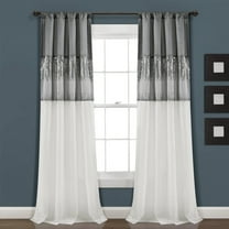 Lush Decor Night Sky Contemporary Single Rod Pocket Light Filtering Black/Gray Striped Geometric Curtains - 42 x 95