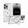 thumbnail image 1 of ccwmincc Compatible with iPhone 14 Pro Max Case with Invisible Magnetic Ring Stand [Compatible with Mag-Safe] [Full Camera Lens Protector] Plating Clear Phone Case for iPhone 14 Pro Max 6.7", Silver, 1 of 1