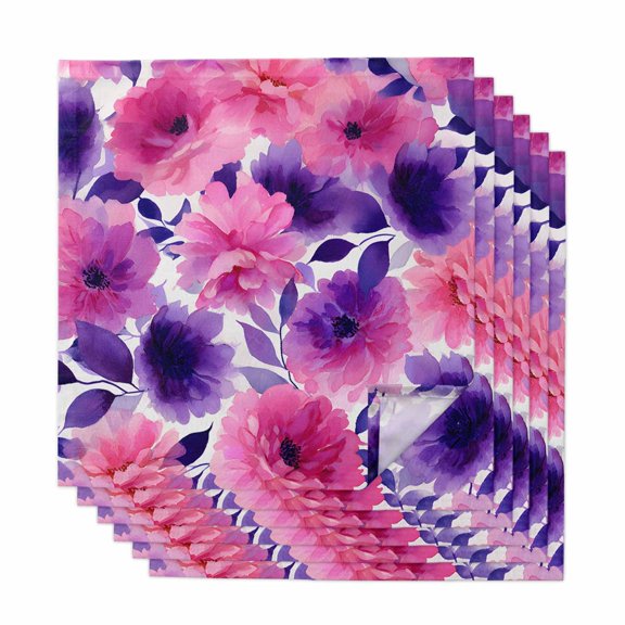 Cloth Napkins Set of 6 - 20x20 Inches, Watercolor Floral Washable Reusable Table Napkins, Spring Flowers Botanical Vintage Soft & Absortbent Dining Napkin for Party Wedding Hotel Restaurant