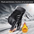 thumbnail image 3 of Fiudx Guantes de Cuero, Diseño Térmico a Prueba de Viento, Forro de Terciopelo Coral Suave, Guantes para Ciclismo y Motociclismo Al Aire Libre, Calidez Invernal, Protección Impermeable, Material de C, 3 of 7