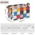 thumbnail image 7 of Yayeee Foldable Storage Basket for Shelves with Handles Set of 2 Waterproof Cloth Bins, White Checkered Pattern, 7 of 7