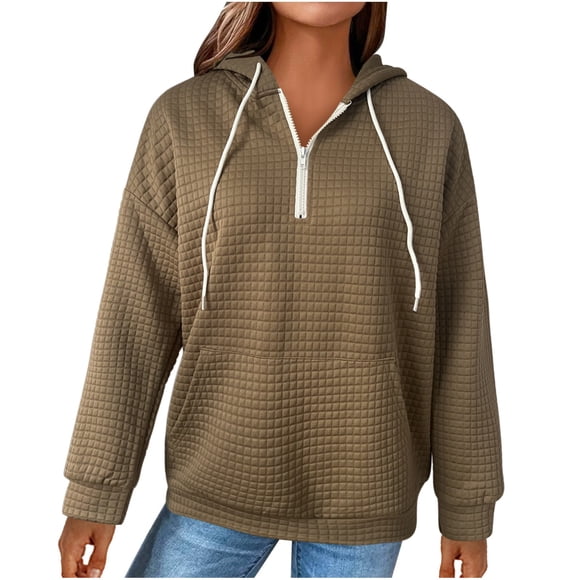 MSJUHEG Zip Up Hoodie Women Womens Hoodies Pullover Half Zip Sweatshirts Cropped Hoodies Fleece Womens Quarter Zip Up Pullover Sweaters Winter Clothes Womens Tops Dressy Casual Hoodies for Women
