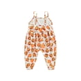 thumbnail image 3 of Toddler Baby Girl Halloween Clothes Sleeveless Romper Pumpkin Print Spaghetti Strap Jumpsuit Outfit, 3 of 7