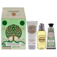 thumbnail image 1 of Essential Trio - Almendra de LOccitane para mujeres - 3 piezas de aceite de ducha de 1,1 oz - Almendra, 0,6 oz de concentrado - Leche de almendras, 0,3 oz Delicios Hands - Almendra, 1 of 2