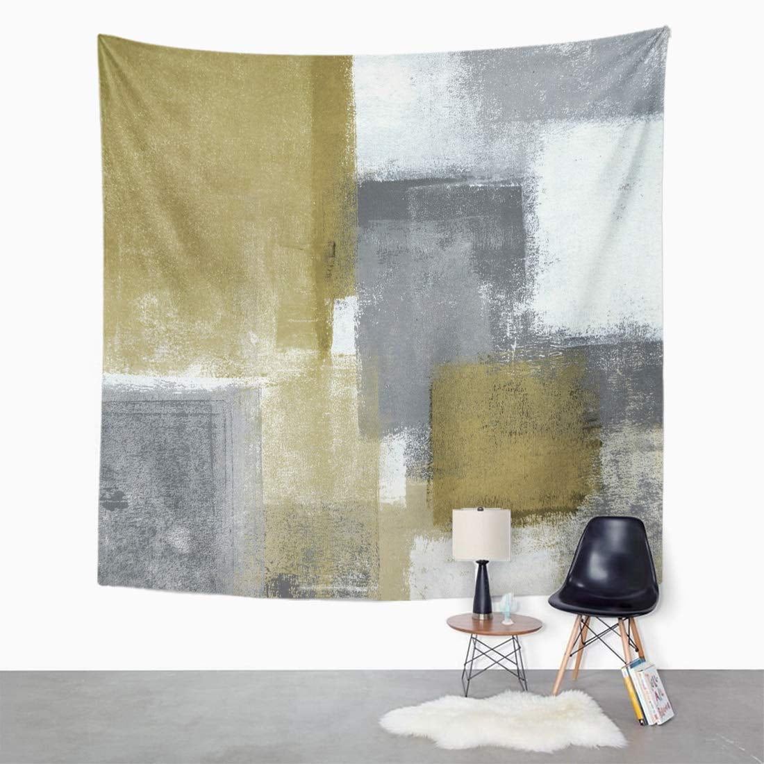 XDDJA Beige Grey Neutral Abstract Painting Brown Home Modern Abstraction Wall Art Hanging Tapestry Home Decor for Living Room Bedroom Dorm 51x60 inch Walmart
