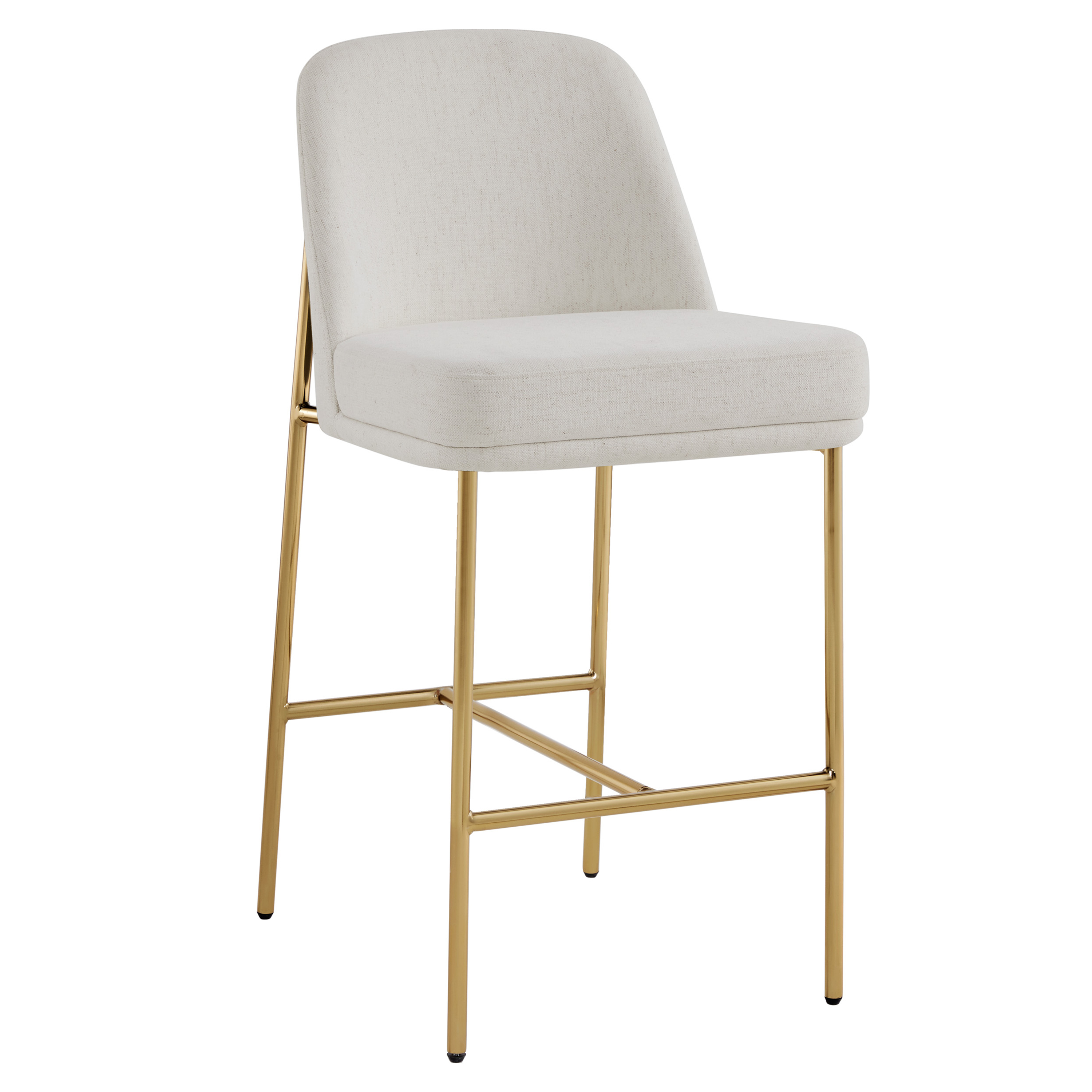 Spruce & Spring Modern 27-Inch Contemporary Counter Stool Set with Upholstered Seat and Metal Frame Set of 2, Cream Fabric