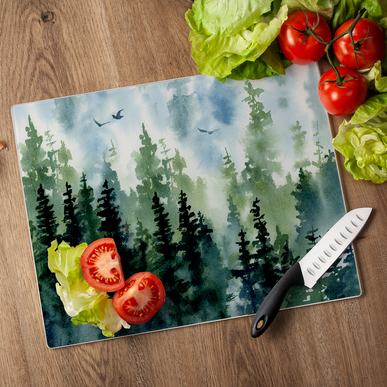 CounterArt Tree Line 3mm Tempered Glass Cutting Board 15" x 12"