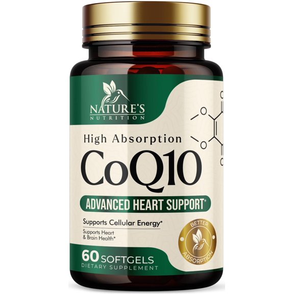 CoQ10 100mg Softgels - Better Absorption, Antioxidant for Heart Health & Cellular Energy Support - Nature's Co Q10 Vitamins, Non-GMO & Gluten Free, Coenzyme Q10 Supplement - 60 Softgels