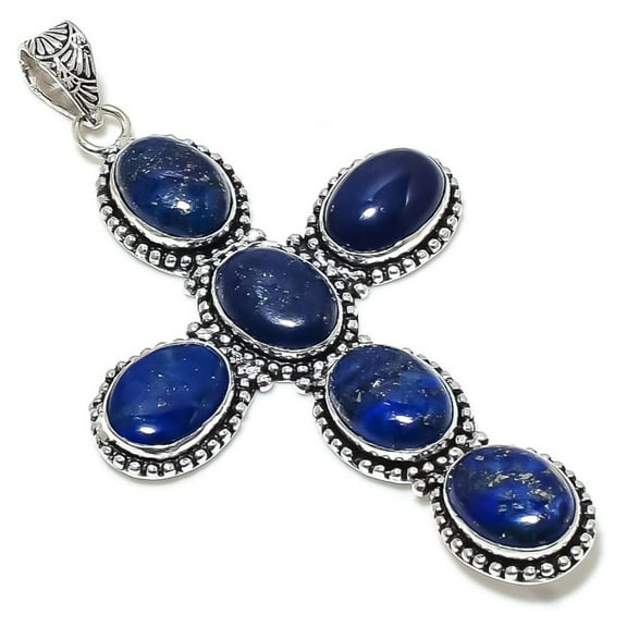 Lapis Lazuli Handmade 925 Sterling Silver Jewelry Pendant 3.74"