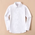thumbnail image 5 of WUANDIXFA Button Up Shirts for Boys 3-18 Years Girls Long Sleeve Dress Shirt, Casual Formal Kids Dress Shirt, Button Down Shirt School,Beige,15-16 Years, 5 of 5