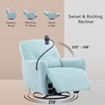 thumbnail image 4 of Harper & Bright Designs 270 Degree Swivel Electric Recliner Home Theater Seating Single Reclining Sofa Rocking Motion Recliner with a Phone Holder for Living Room, Blue, 4 of 9