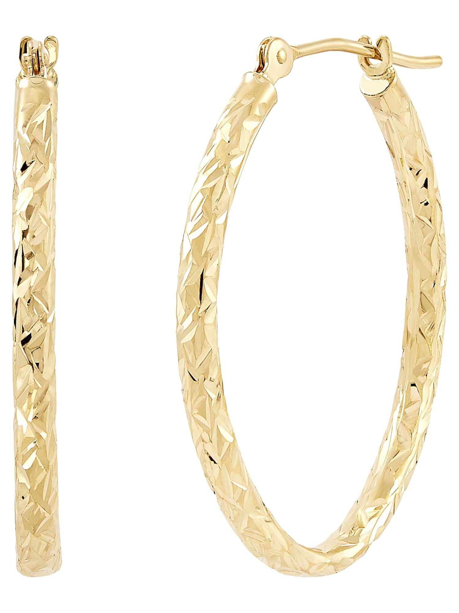 Brilliance Fine Jewelry 10K Yellow Gold 2MM x 25MM Hollow Oval Hoops Earrings