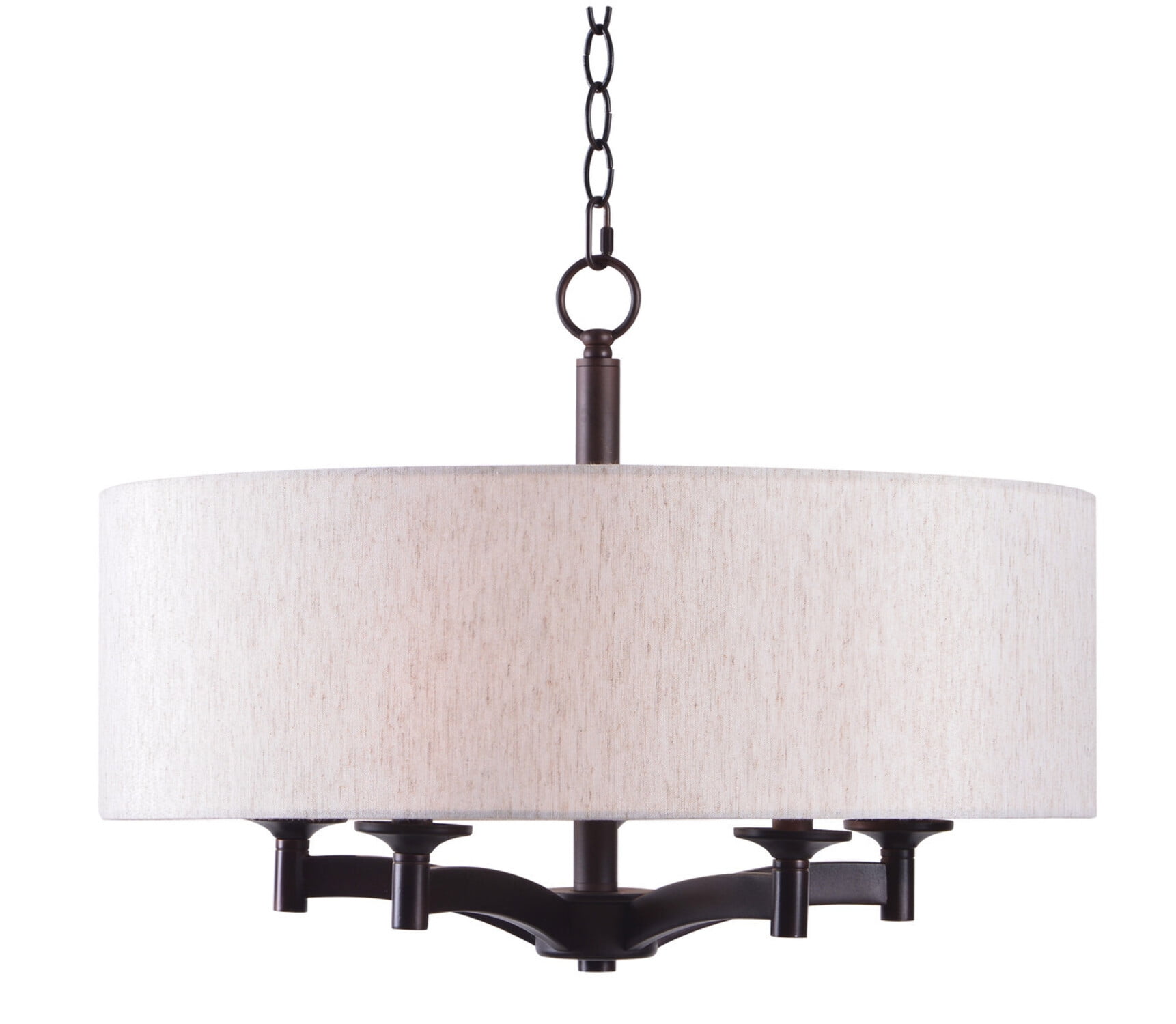 Kenroy Home Rutherford 22'' Pendant Light Fixture with Taupe Fabric Drum Shade for Dining Room, Kitchen Table, Bathroom, Foyer, or Entryway, Oil Rubbed Bronze