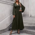 thumbnail image 2 of Zpanxa Maxi Dresses for Women, V Neck High Waist Lantern Sleeve Flowy A Line Winter Style, 2 of 6