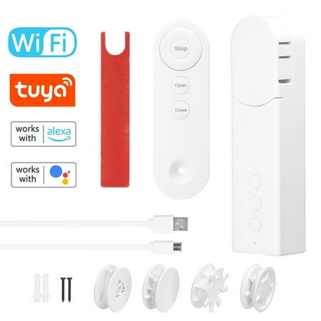 

Tickas WiFi Intelligent Pull Bead Curtain Motor Electric Roller Driver Automatic Opener No Wiring Support APP Remote Control Timer Setup Sensing Compatible with Home