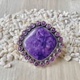 thumbnail image 3 of Handcrafted Charoite And Amethyst Statement Ring. made In 925 Sterling Silver. Boho Ring, Two Stone Ring, Boho Jewelry, Gift For Her,....., 3 of 4