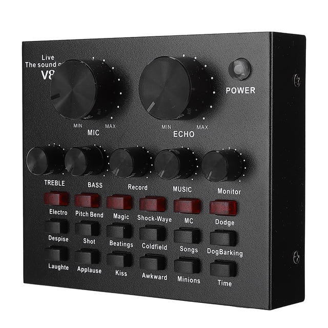 Tarjeta de sonido Bling Bling para transmisión en vivo compatible con 112 tipos de sonido eléctrico para dos teléfonos móviles y computadoras