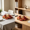 thumbnail image 6 of 10.2" Fall Sunflower & Maple Leaf Candle Ring Wreath, Thanksgiving Tabletop Faux Floral Centerpiece with Mini Pumpkins & Pinecones, Autumn Harvest Pillar Candle Holder Decoration, 1 Pack, 6 of 7