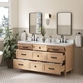 thumbnail image 3 of Ariel Monroe 67 Inch Double Oval Sink Bathroom Vanity With Italian Carrara Marble Countertop 1.5 inch Edge In Oak, 3 of 7