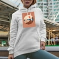 thumbnail image 2 of Aesthetic Minimalism Boho Mountain & Sun Art Merch Gift, White Hooded Sweatshirt or Hoodie, Small, 2 of 5