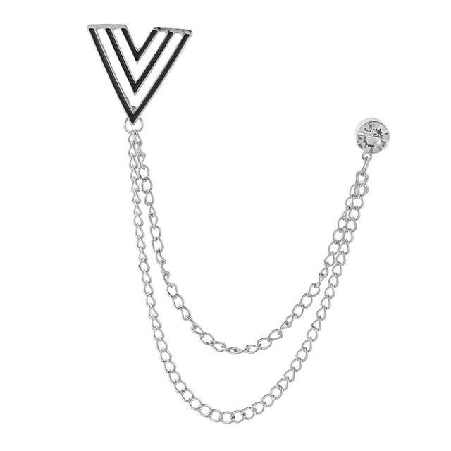Broche de solapa para hombre con cadenas, accesorios, broche de cadena, joyería para camisas, vestido, traje profesional, regalo para novio y padre Plata
