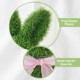 thumbnail image 5 of Yanxiao 15" Faux Grass Standing Bunny Topiary, Green Easter Bunny Figurine with Pink Striped Bow, Spring Tabletop Decor for Home Shelf & Holiday Displays, 5 of 7
