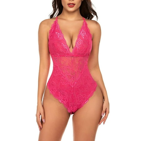 Underwear For Women For Women Ladies Lingerie Fashion Sexy Lace Bodysuit Deep V One Piece Lace Babydoll