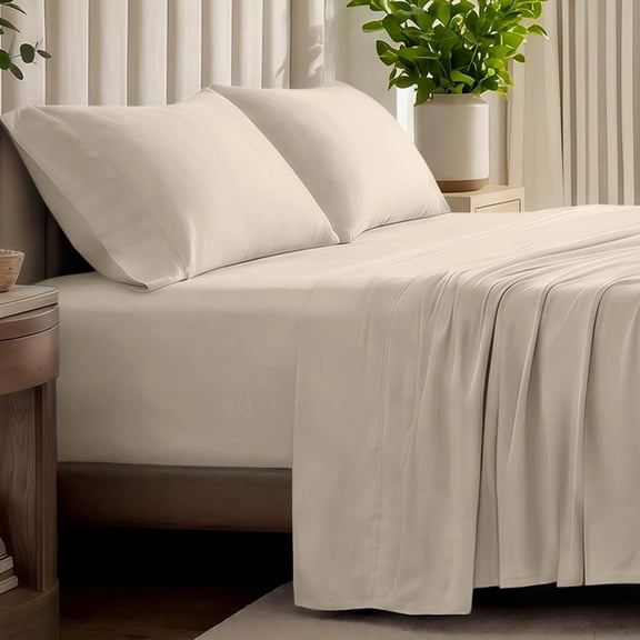 Bare Home Organic Jersey Sheet Set - 100% Organic Cotton - Deep Pocket - 4 Piece - King, Sand