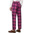 thumbnail image 3 of INSPIRE CHIC Men's Pants Plaid Casual Regular Fit Flat Front Stretch Checked Trousers 28 Rose Red, 3 of 7