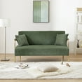 thumbnail image 2 of Wiilayok 58.6" Loveseat Sofa,Modern Corduroy Loveseat Sofa Couch with Gold Metal Legs&2 Pillows,Thick Padded 2 Seater Sofa for Living Room Apartment,Small Spaces,Dark Green, 2 of 9