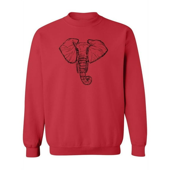 Elephant Head Pencil Drawing Sweatshirt Women -Image by Shutterstock, Female 4X-Large