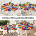 thumbnail image 7 of Colorful Tie Dye Multi Spiral Pattern Round Fitted Tablecloth with Elastic Edge,Dining Table Cover Waterproof,Outdoor Round Tablecloth for Camping,Dining,Indoor and Outdoor, 7 of 7