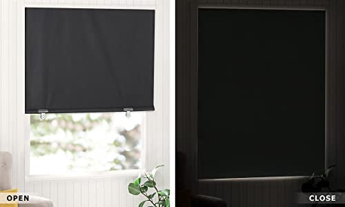 Cordless Blackout Roller Shades for Windows, Thermal Insulated UV Protection Privacy Window Blinds, No Tools No Drill Easy Installation, Perfect for Bedroom (36 Inch Width by 72 Inch Height, Black)