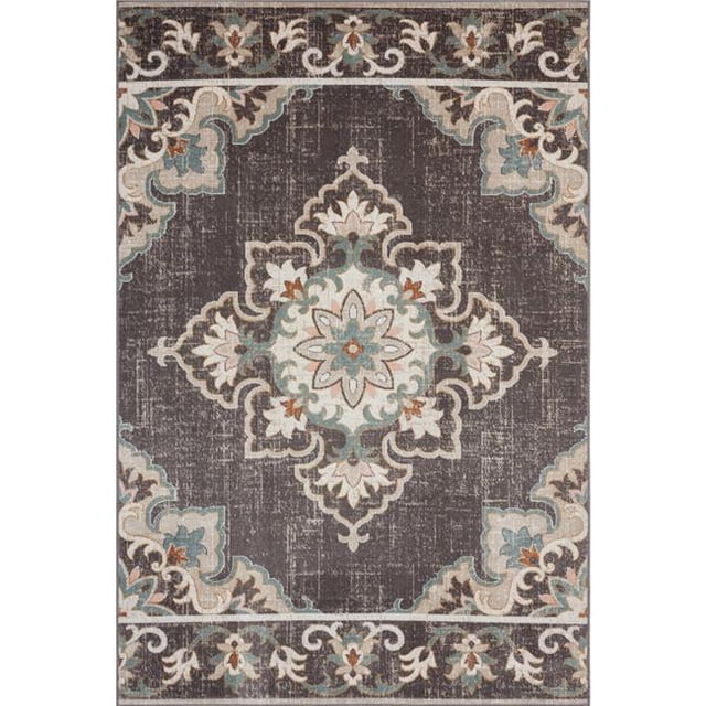 LR Resources ANTIQ81462BWE7999 Rustic Transitional Medallion Woven Indoor & Outdoor Rectangle Area Rug