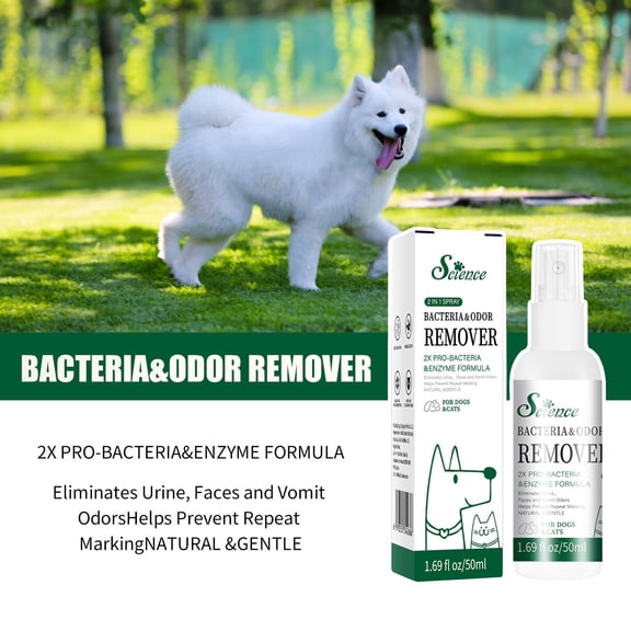 Pet Odor Eliminator Spray - Bacteria & Odor Remover With 2X Pro-Bacteria & Enzyme Formula For Dog Pee, Cat Litter Box, Dog Beds - For Dogs, Cats, Home Air Freshening