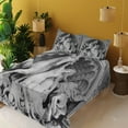thumbnail image 2 of Retro Sheet Set, Struggling Nymph Octopus Seashell Horse in Lunettert Bologna, Fitted and Flat Sheet with Pillowcases Bedding Accent 4 Piece Set, Full, Grey, by Ambesonne, 2 of 5