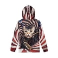 thumbnail image 2 of Xoenoiee Kids Long Sleeve Hoodies Pullover Sweatshirt Cosy Hooded Activewear for Boys Girls with Front Kangaroo Pocket, 3D Vortex American Flag cat Pattern, XL, 2 of 7