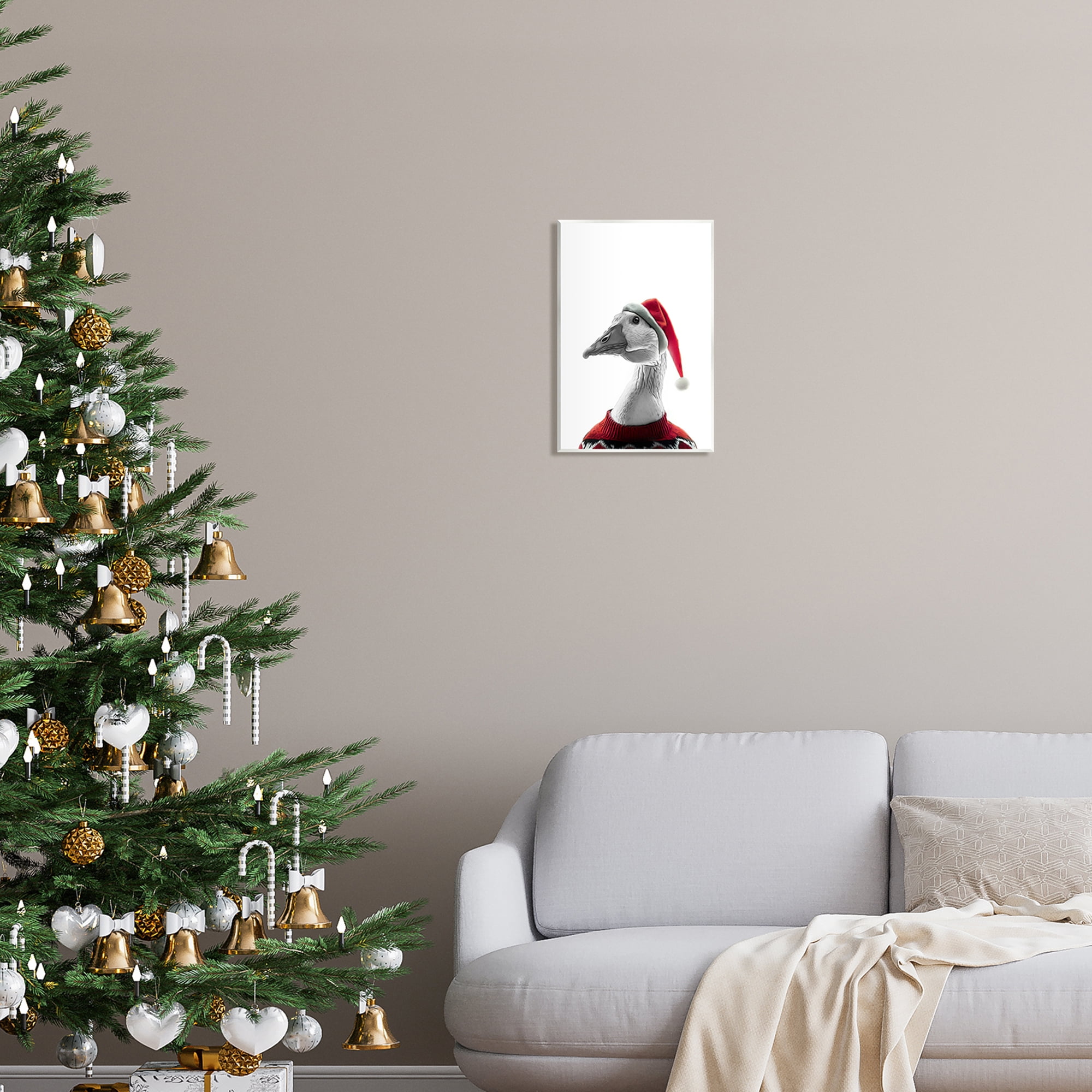 Stupell Industries Duck in Santa Hat Holiday Painting Unframed Art Print Wall Art, 10 x 15
