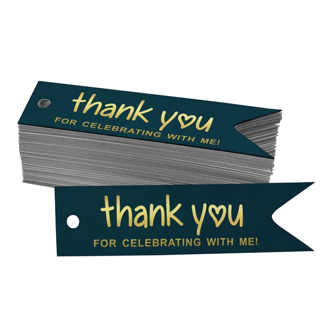 Inkdotpot Pack Of 50 Thank You For Celebrating With Me Birthday Favor Paper Tags Craft Real Gold Foil Hang Tags