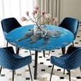 thumbnail image 5 of Elastic Fitted Round Tablecloth, Ocean Diving Elephant Waterproof Stretch Table Cover for 55"-60" Tables, Blue Coastal Coral Fish Marine Life Washable Outdoor Tablecloths for Patio, Picnic, Camping, 5 of 9