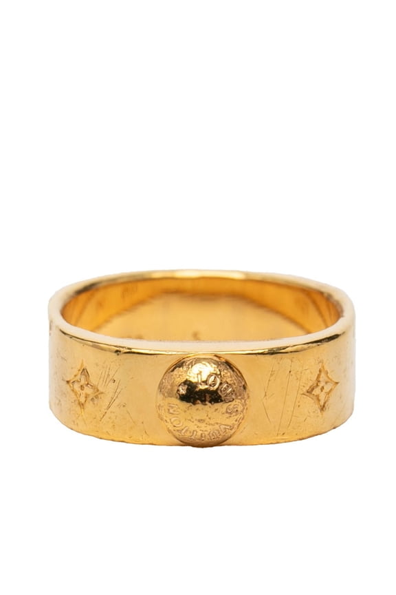 Pre-Owned Louis Vuitton Monogram Bague Nanogram Ring, Size S (#S), M00210, Gold Plated, Women's.