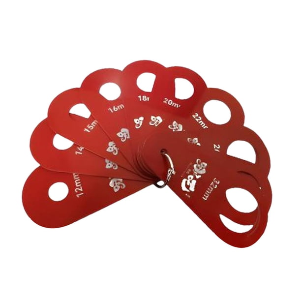 Regla medidora de diámetro de fruta, calibrador circular de fruta, ligero, flexible, con múltiples orificios rojo