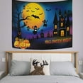 thumbnail image 3 of GZHJMY Tapestry Halloween Pumpkins Creepy Castle Bats Moon Tapestry Wall Hanging Decorative Wall&nbsp;Blanket&nbsp;Bedding Tapestry for Bedroom Living Room Dorm 60"x51" Gift Decor, 3 of 7